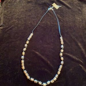 Black and Silver Long Chico’s Beaded Necklace New